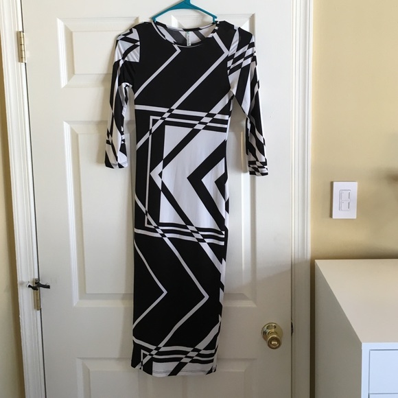 Black and white midi dress