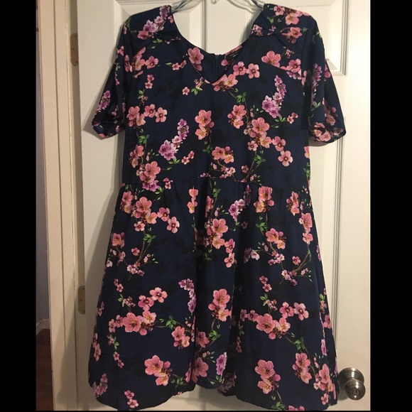 Navy Blue Floral Dress