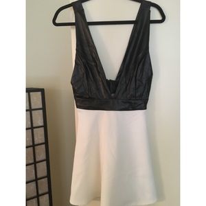 NWT leather trim skater dress (pleather)! Club