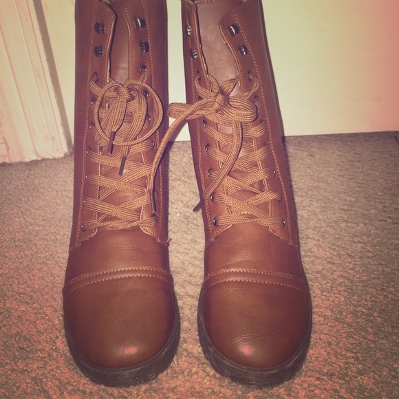 Brown combat boots
