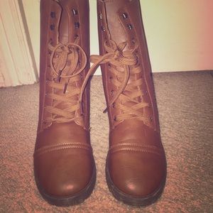 Brown combat boots