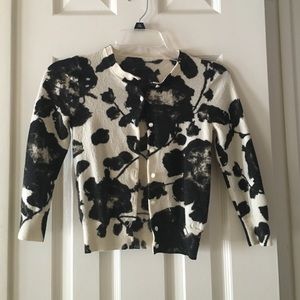 Black and cream floral print cropped sweater