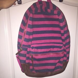 Navy and Pink striped backpack