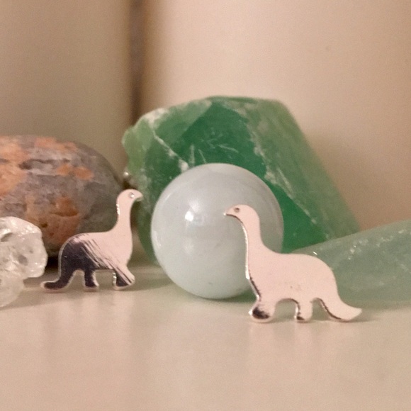 Silver dinosaur earrings