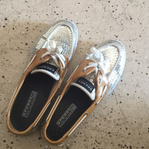 gold sequined sperrys - Picture 1 of 2