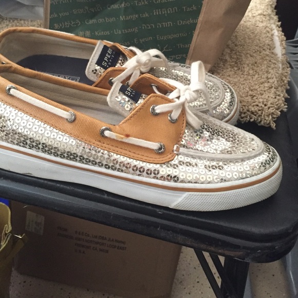 gold sequined sperrys - Picture 2 of 2