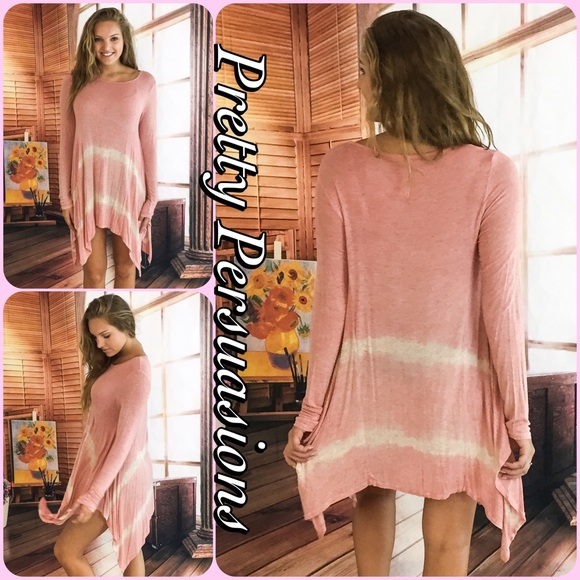 LAST ONE ‼️Pink Tie Dyed Draping Shirt Dress Tunic - Picture 7 of 8