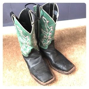 Justin black square toe cowboy boots
