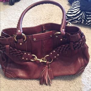 Coach brown leather braid bag