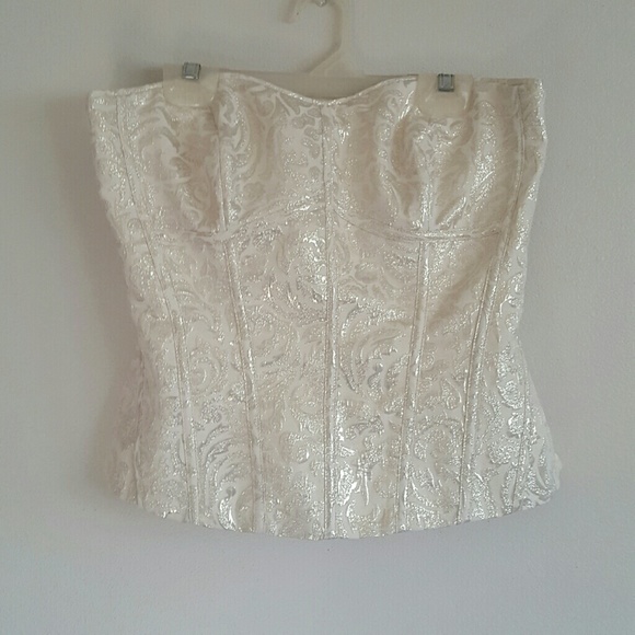 Cream Silver Jacquard Bustier Corset