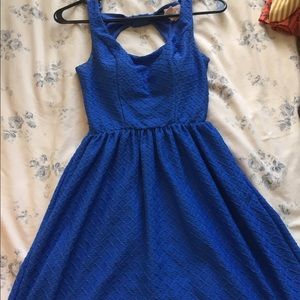 A blue lace dress