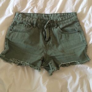 Army green denim cut-off shorts. Bundle and Save!