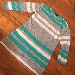 Teal black and white stripped shirt