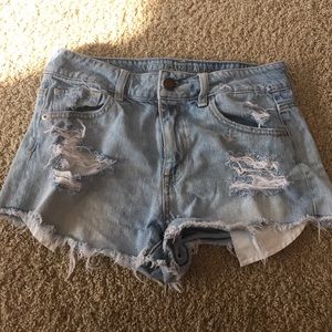 distressed highrise jean shorts