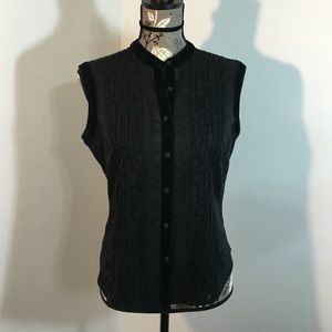 Velvet trimmed cotton fitted tank