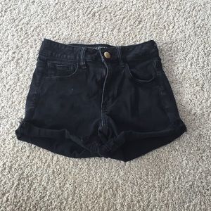 Black highrise denim shorts