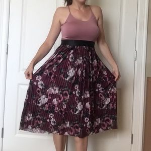 Pleated Skirt Midi Dress