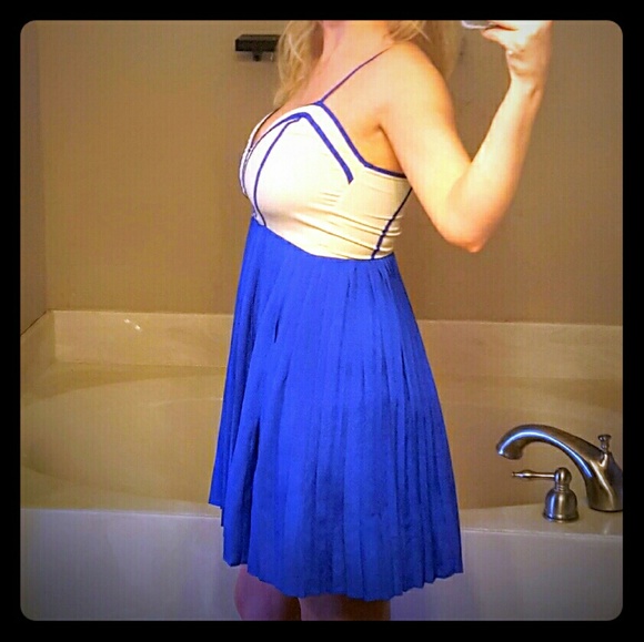 Like New Boutique S Dress - Blue & Cream - Picture 3 of 6