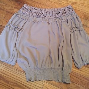 Off shoulder beige croptop