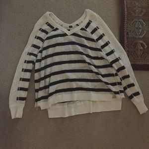 Free People striped sweater & lace detailed sleeve