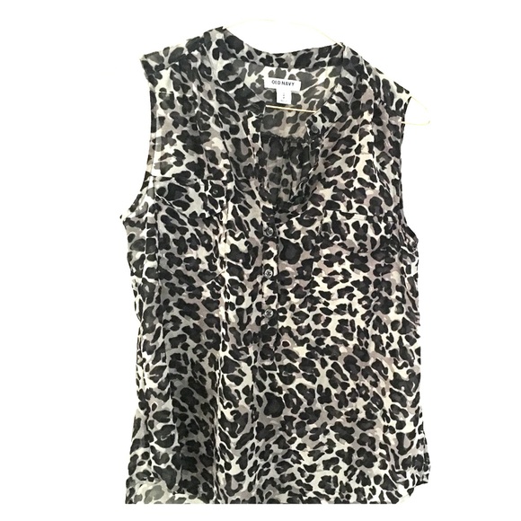 Sleeveless leopard gray and black blouse - Picture 1 of 2