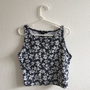 black and white floral crop top
