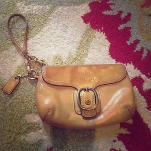 Coach tan leather wristlet