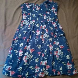 Strapless floral summer dress