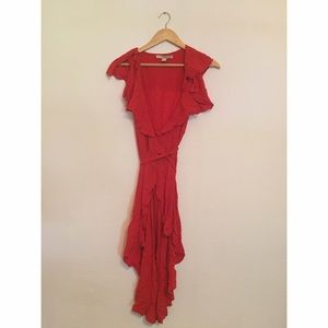 Red wrap dress