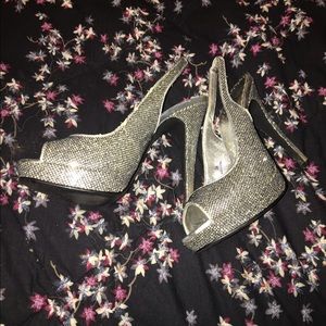 Sparkly silver heels