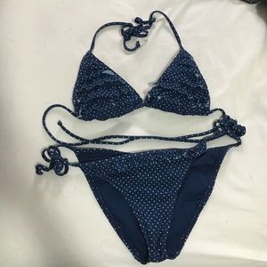 Adorable navy blue polka dot ruffle bikini!