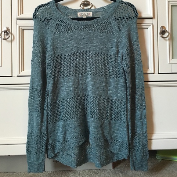 blue knit sweater