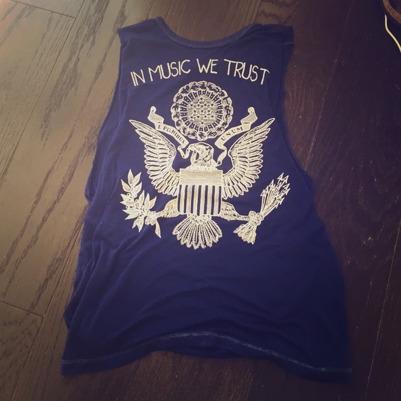 F21 "In Music We Trust" Blue Tank