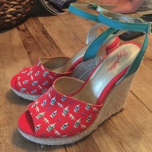 New Seychelles Wedges Shoes sailboats 8