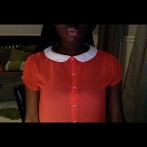 NWOT Salmon Pink Peter Pan Top