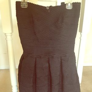 Black strapless scallop dress