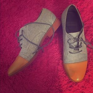 Denim/leather oxfords