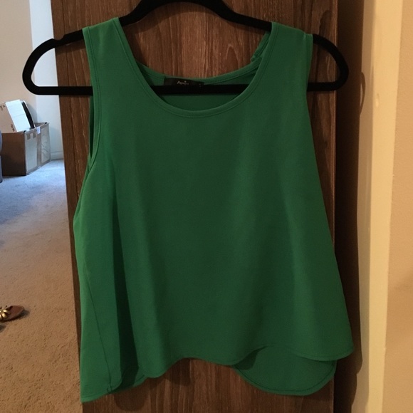 Green open back tank top