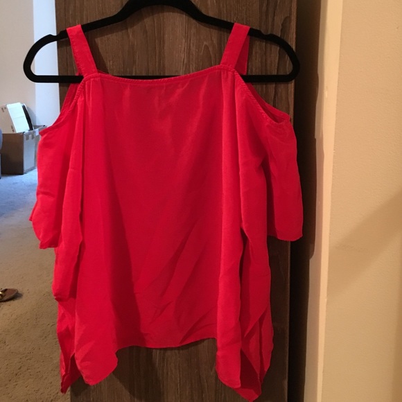 Hot pink open shoulder blouse