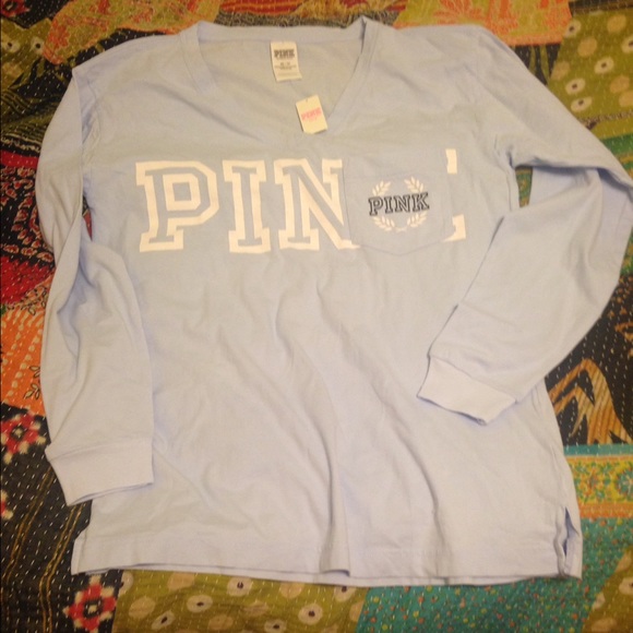 Baby Blue Long Sleeve PINK Campus Tee