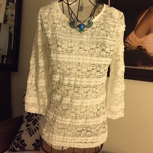 Long sleeve lace sheer top/ never worn