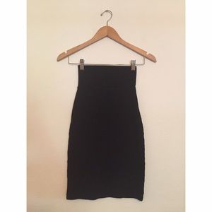 Black cotton stretchy high waisted pencil skirt