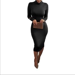 Black turtle neck bodycon dress