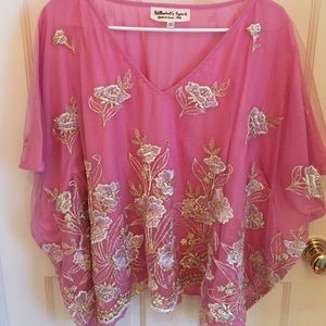 Pink embroidered top