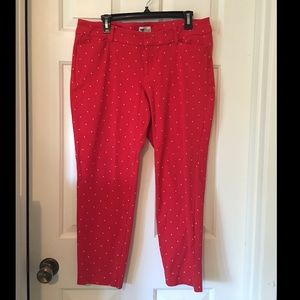 Red with white polka dot Old Navy pixie pants