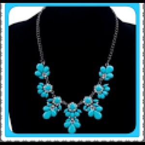 CLEARANCE Turquoise Blue and Crystal necklace.