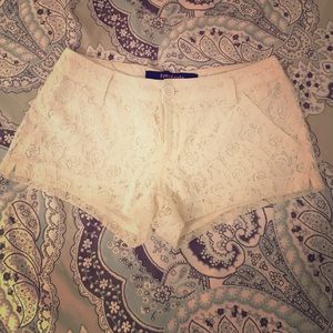Cream lace shorts
