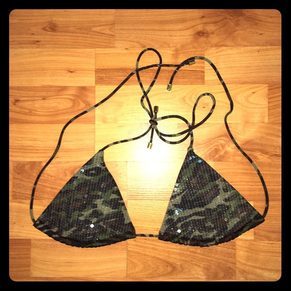 Victoria Secret Camo Sequined Bikini Top