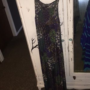 Peacock pattern maxi dress