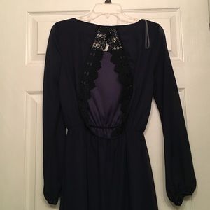 Open Back Lace Navy Dress